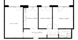 Lumineux appartement de 3,5 pièces rénové, offrant une surface brute de 79 m²