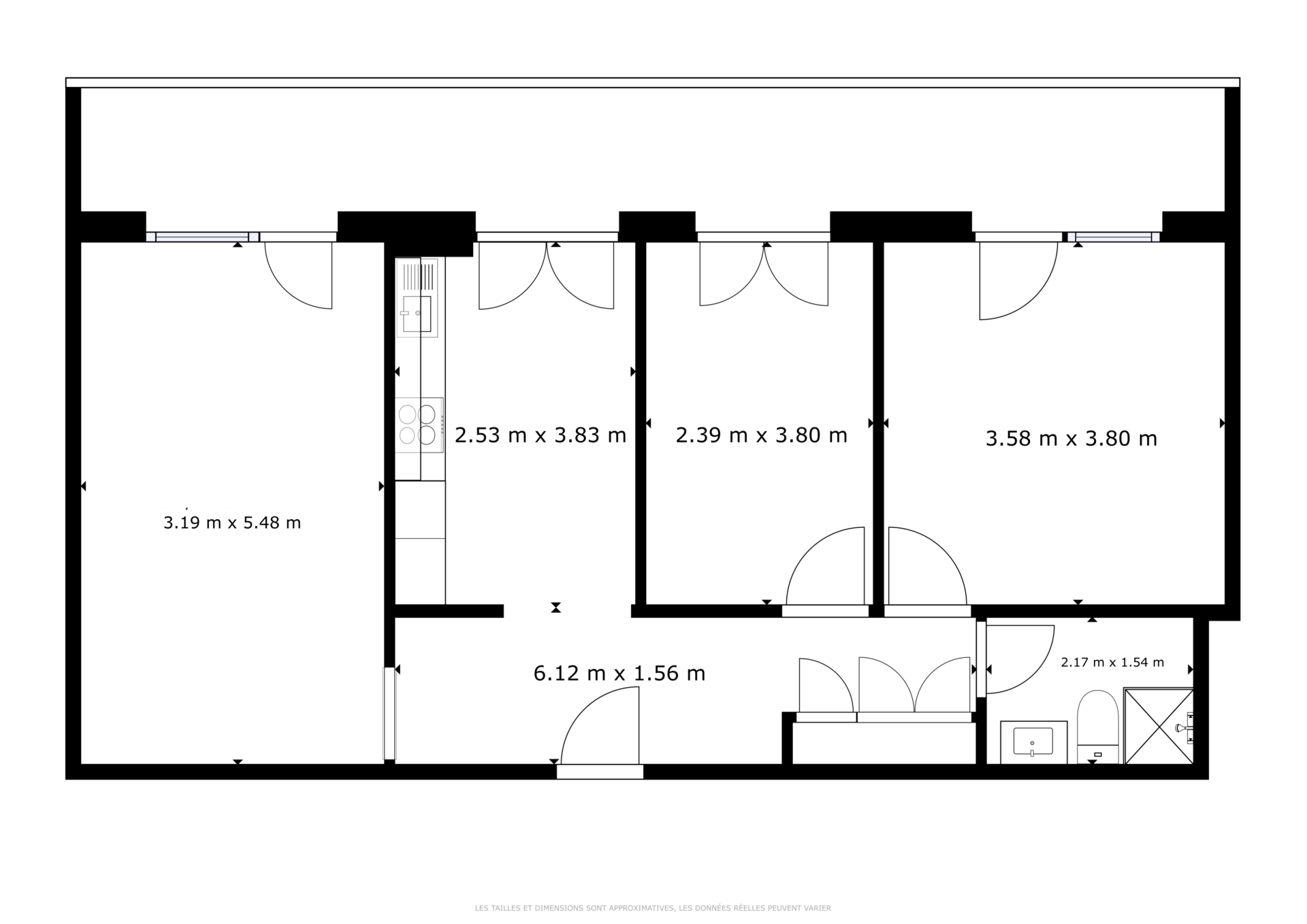 Lumineux appartement de 3,5 pièces rénové, offrant une surface brute de 79 m²